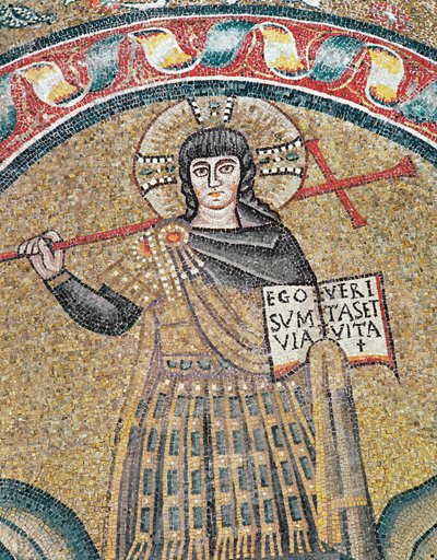 Detail eines Krieger-Christus Mosaiks von Roman